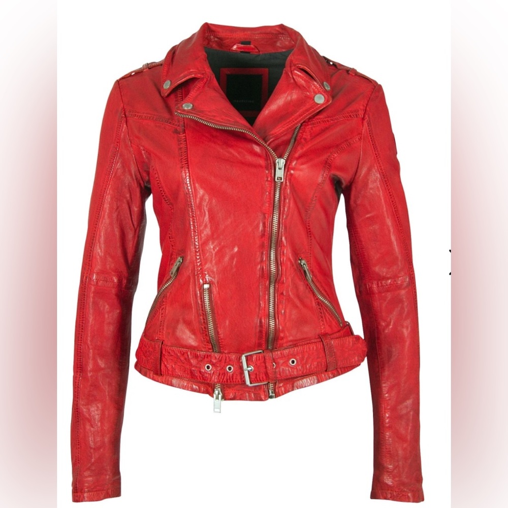 Mauritius Red Leather Jacket Size S